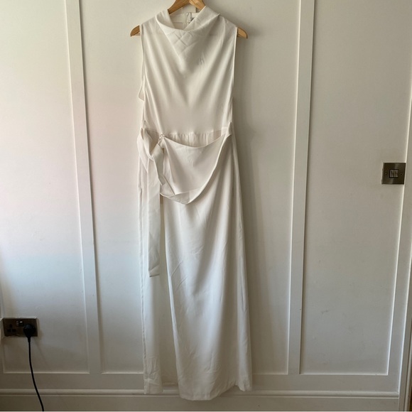 Zara Long Pareo Wrap Jumpsuit Ecru White Size M - Picture 5 of 10